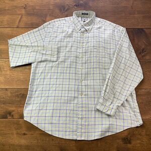 Vintage USA Faconnable Albert Goldberg Mens XL Blue Tan Check Button Down Shirt